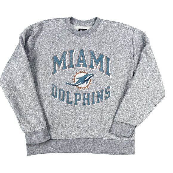 Miami Dolphins NFL Team Apparel Mens Relaxed Grey Sweatshirt Sz Large - Picture 1 of 5